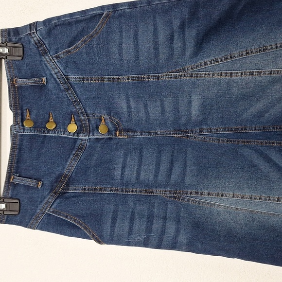 Char Tou Blue Medium Wash Western Cowgirl Button Front Denim Maxi Skirt Size S - Picture 2 of 13